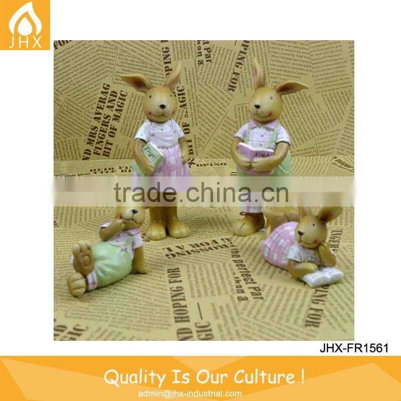Chinese Factory Handmade Carved Resin Rabbit Figurines Easter Bunny