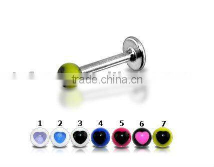 316L Steel Labret With UV Ball 316L Lip Piercing