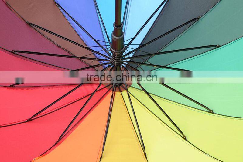 2015 new products fashion promotional metal shaft rainbow umbrella