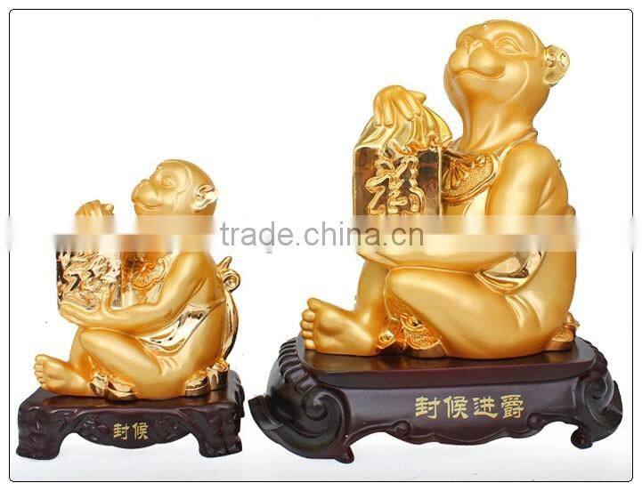 Resin24K Golden color monkey statue ,chinese zodiac statue