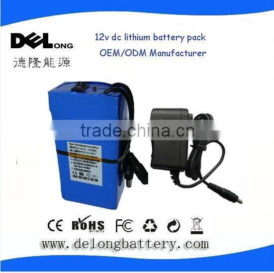 12V dc lithium ion cylinder battery pack router 6.8A/10A/20A/30Ah for LED strip/panel&Camera/IP Camera