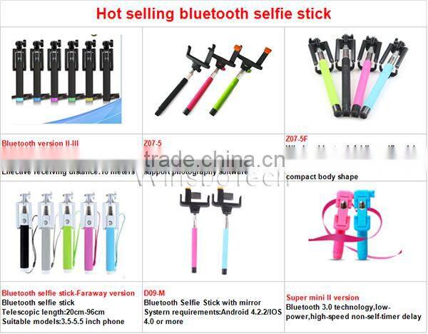 Wholesale alibaba extendable selfie stick with remote for smartphone