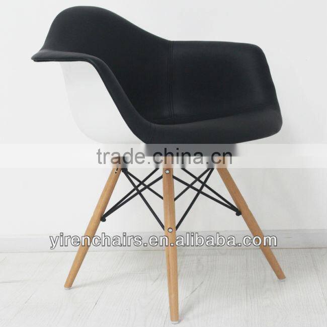 Plastic seats with wood leg chair/dining room home furniture