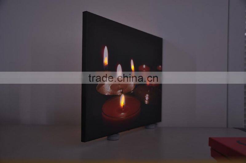 2016 LED canvas wall art christmas candle,canvas paining,christmas led lights candles