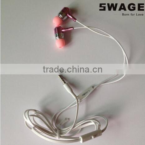 PH-EM601pink color metal earphone with good sound and eva bag packing