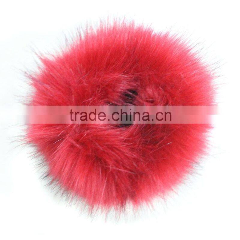 plain red color round circle rabbit fur scarf