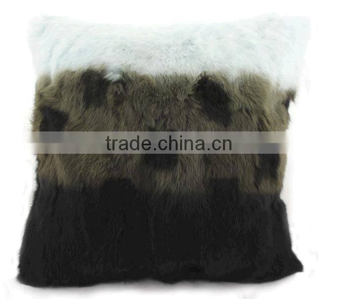 Lovely Design Rabbit Fur Pillow Case With Spots Real Animal Fur Cushion Could Private Custom