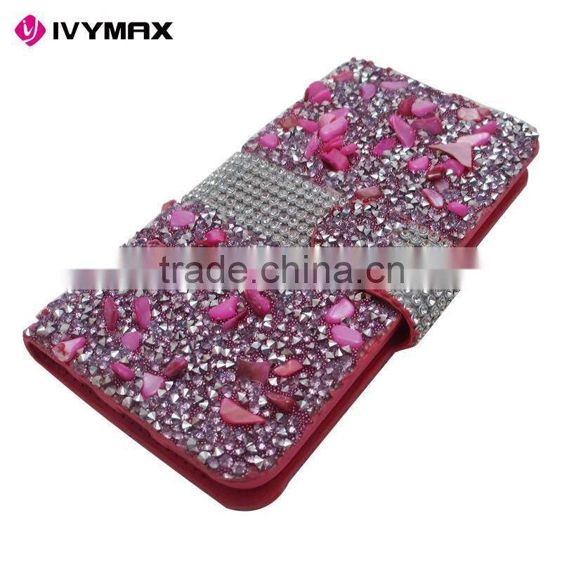Wholesale alibaba diamond phone case for Samsung s7 PU wallet bling cover