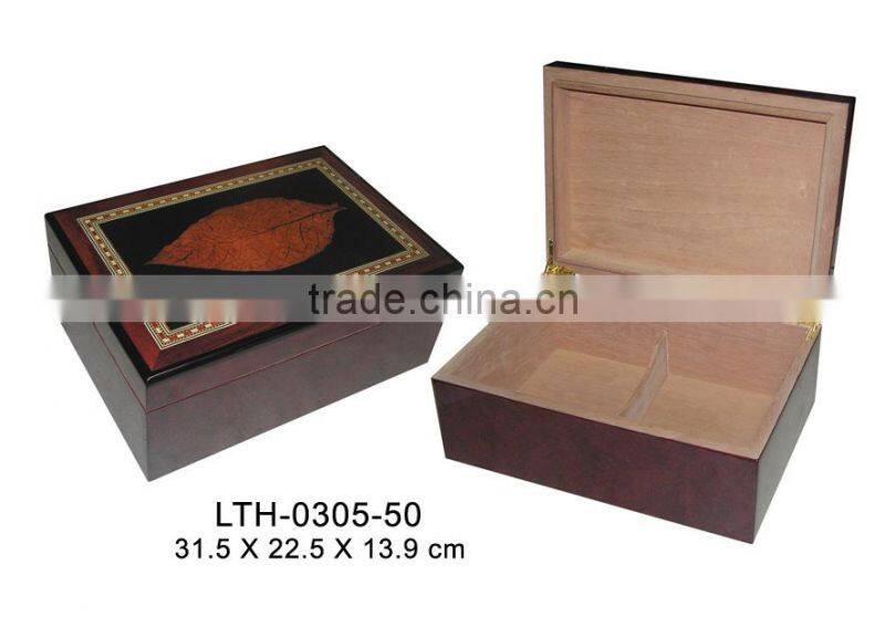 tobacco leaf wooden cigar humidor package box