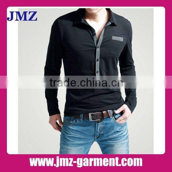 100% cotton plain grey long sleeve polo shirt