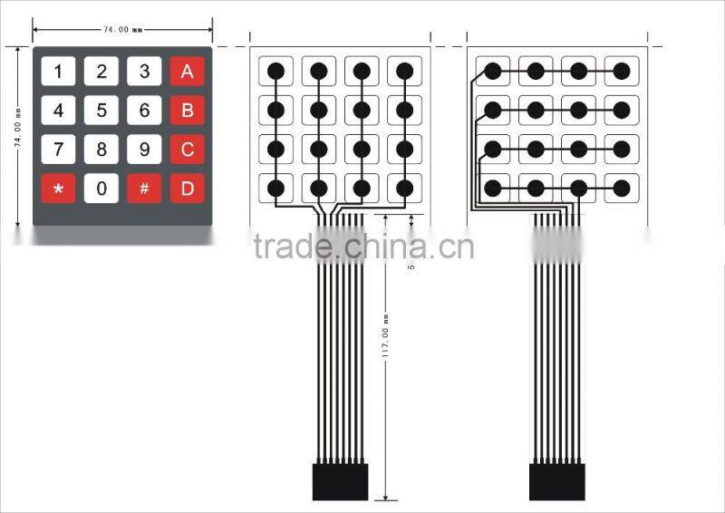 professional OEM design custom high quality 4x4 array 16 keys matrix embossed buttons metal dome membrane numeric switch keypad