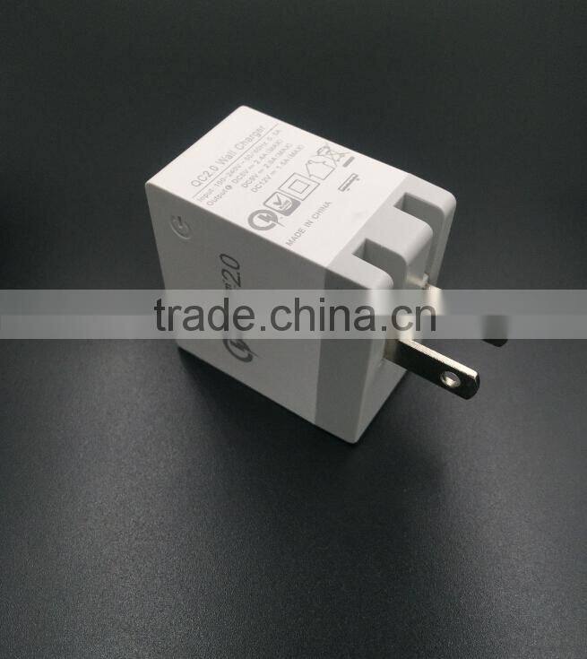 new products 2016 innovative qualcomm certified quick charge QC 3.0 wall Charger output 5V 2.4A,9V 2.0A,12V 1.5A