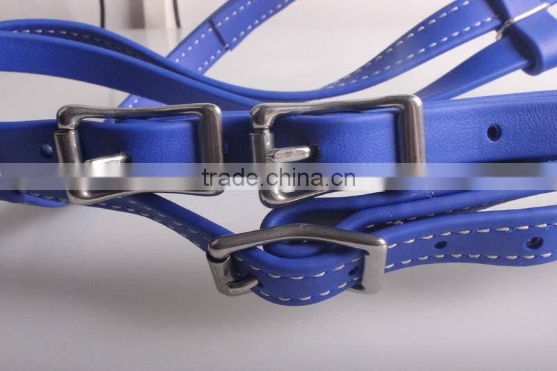 PVC coated webbing horse bridle with double noseband