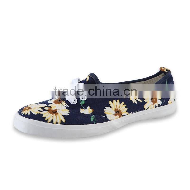 ladies flat shoes floral upper lace up women sneakers cheap casual canvas shoes women casual lady footwear