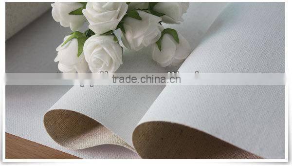 Transon 4438 triple acid-free primed smooth texture 322gsm linen blend canvas roll, 62.9'' wide, practice quality