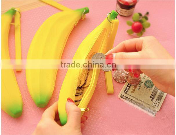 Banana shaped soft silicone coin purse,silicone coin container
