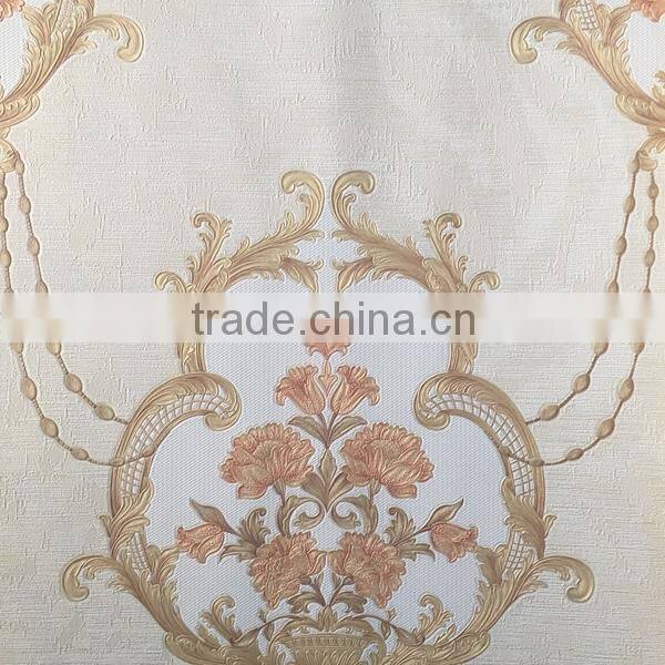 hot selling deep embossed flower basket pattern vinyl wallpaper