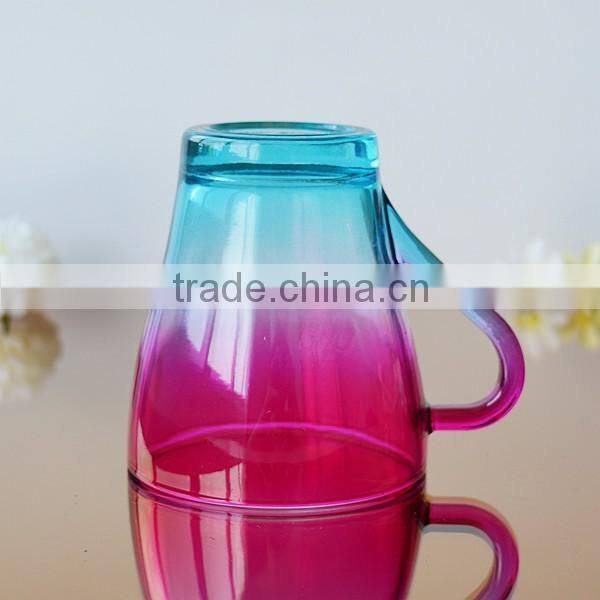 Colorful drinking glass with handle new design