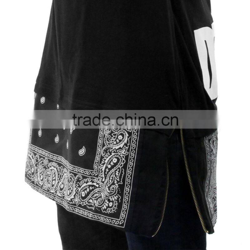 short sleeve print black unisex women men paisley zippers bandana extendo custom paisley zip extendo t shirt tee