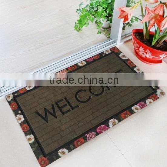 Flocking outdoor WELCOME rubber door floor mat