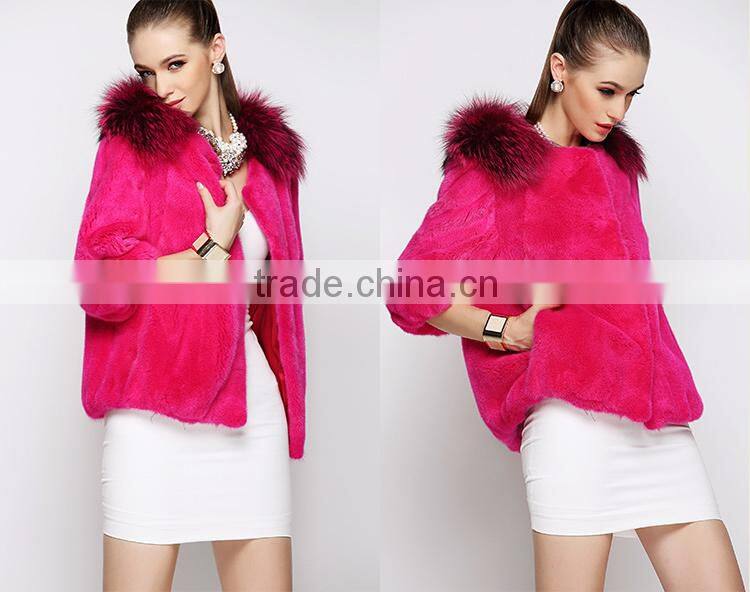 shenzhen OEM light pink women short mink fur coat for wholesale