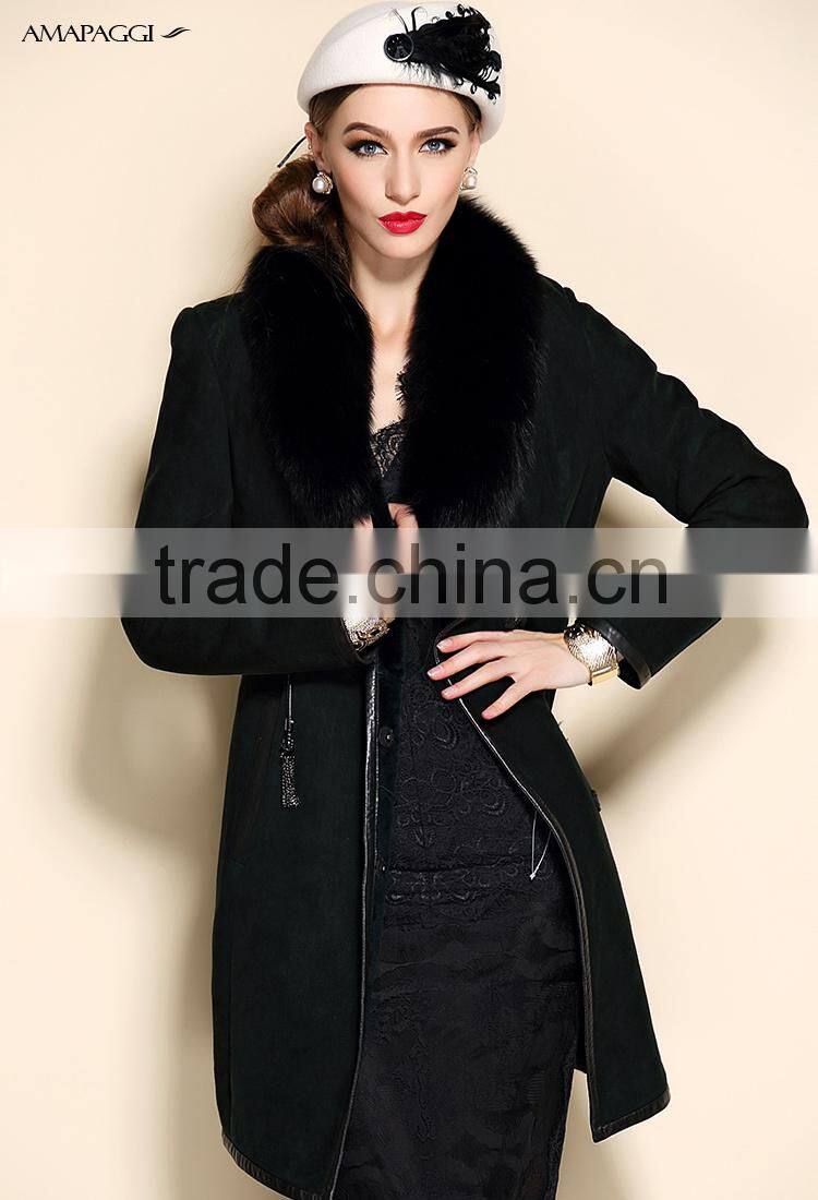 Top Quality Women's Sheared Black Mink Reversible Fur Coat