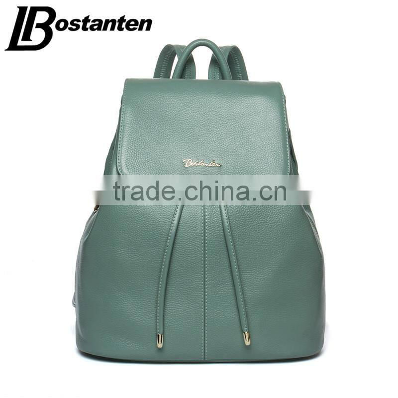 wholesale genuine leather drawstring backpack school bag for college girl