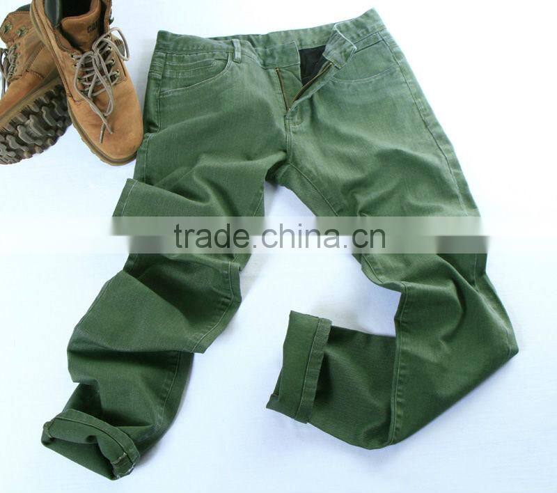 Fashion Woven Green Color Cotton Spandex Slub Denim
