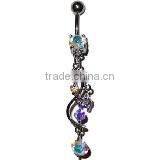 New Design 316l Surgical Steel crystal moon and star Logo Belly Button Ring Navel Piercing Jewelry