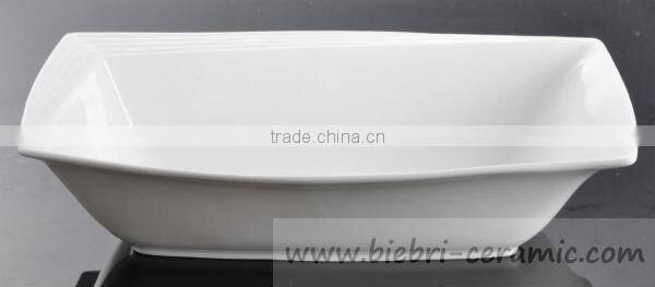 Rectangular Shape Luxury Super White Hotel And Restaurant Rice Soup Dessert Salad Pasta Serving Bowls By Ceramic Porcelain Fine