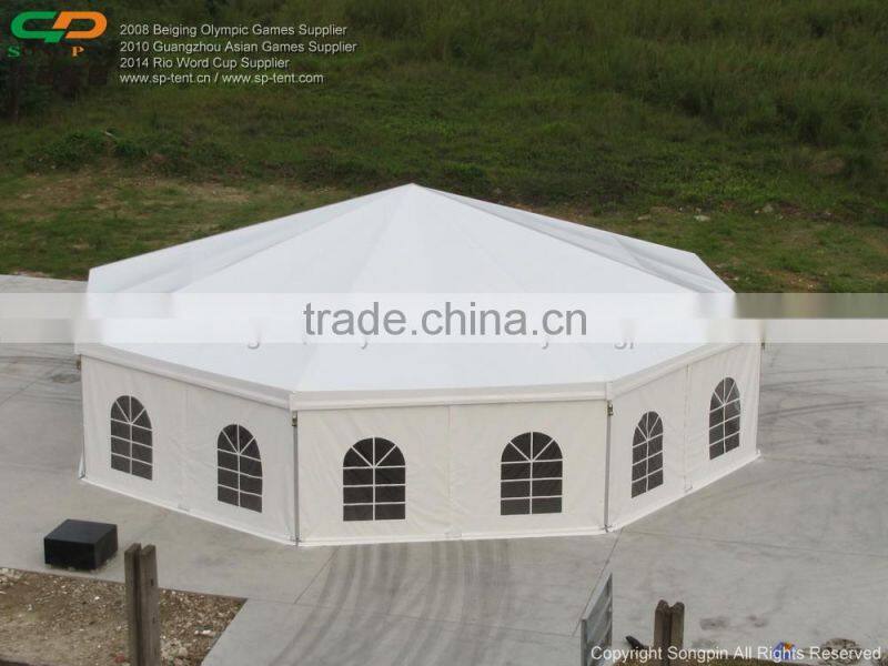 Guangzhou factory large 25m aluminum Dodecagon luxury polygon wedding tents for 350 people