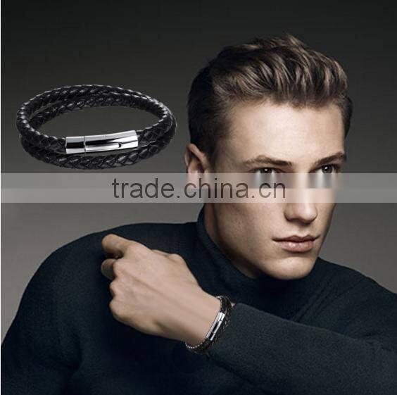 Best Selling Christmas Gifts 2016 Wrap genuine leather Bracelet men