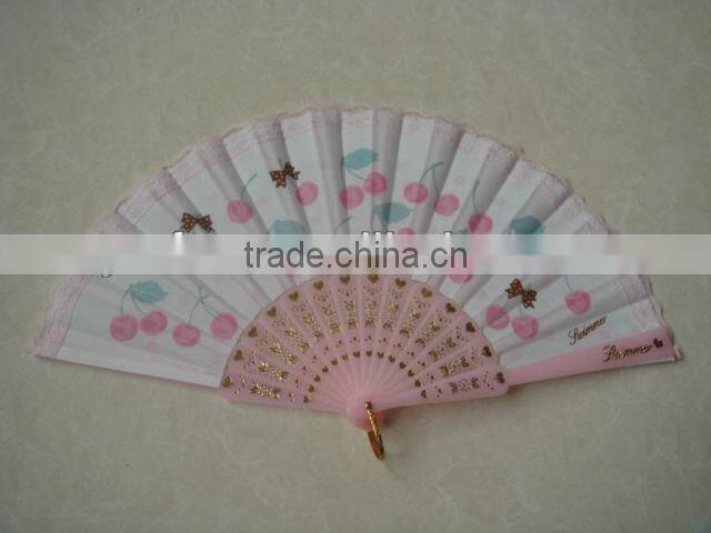 unique designed fabric with plastic folding fan