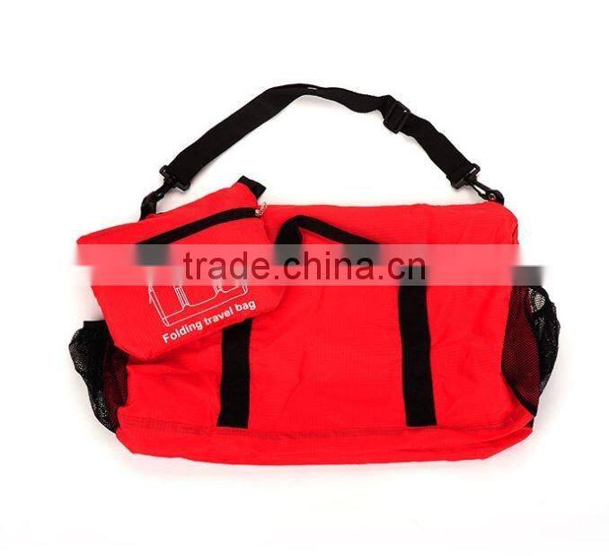 Hot fashion style cheap colorful 210D plaid material foldable big travel luggage bag