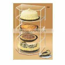 Supermarket clear acrylic bread display shelf with three layers