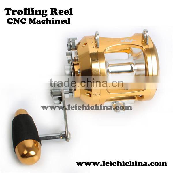 CNC machine cut blue marine big game fishing trolling reel