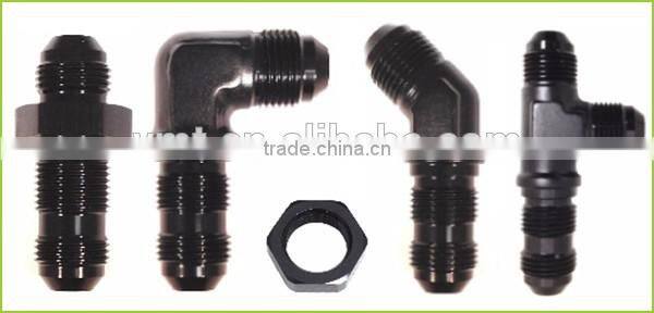 FULL FLOW 10AN 90 DEGREE BLACK SWEPT FLARE BULKHEAD FITTING ADAPTER