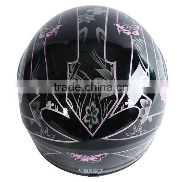 Motorcycle Pink Black Butterfly Motorcycle Full Face Helmet Street Bike Scooter DOT S M L
