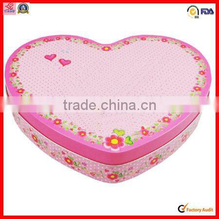 factory sale heart shape food storage chocolate gift pack tin