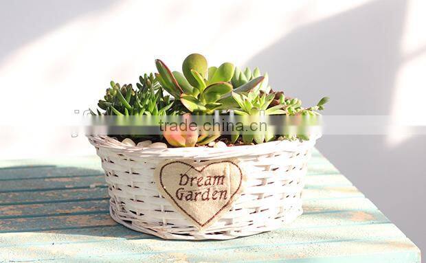 Creative home design handmade white wicker basket no handles
