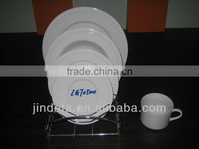 20pcs hot sale embossed white dinnerware set