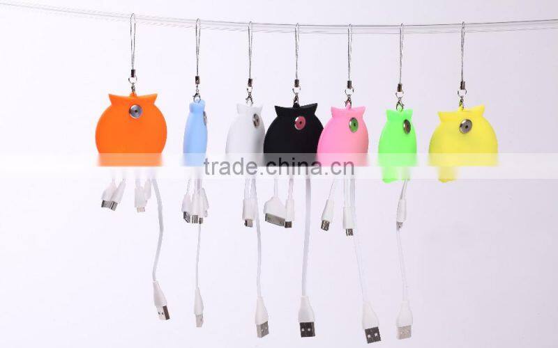 4 in 1 USB Sync Data Charger Cable Key Chain Ring For Iphone Samsung Android