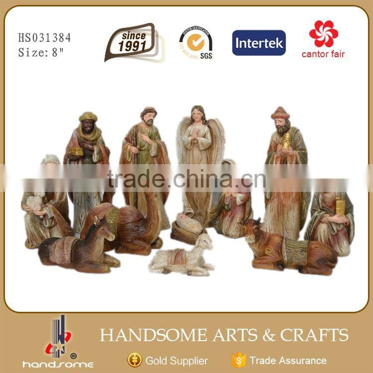 8 Inch Resin Wood Grain Copy Religious Craft China Nativity Set