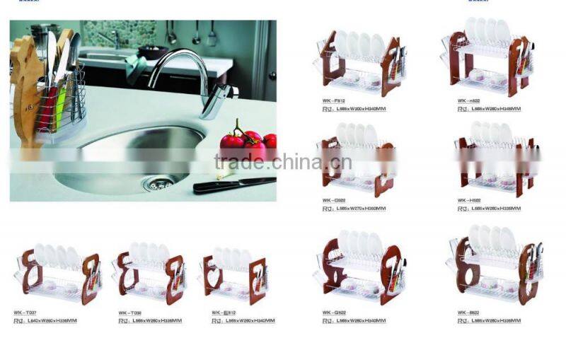 2016 two tiers Iron and chrome plated dish drainer