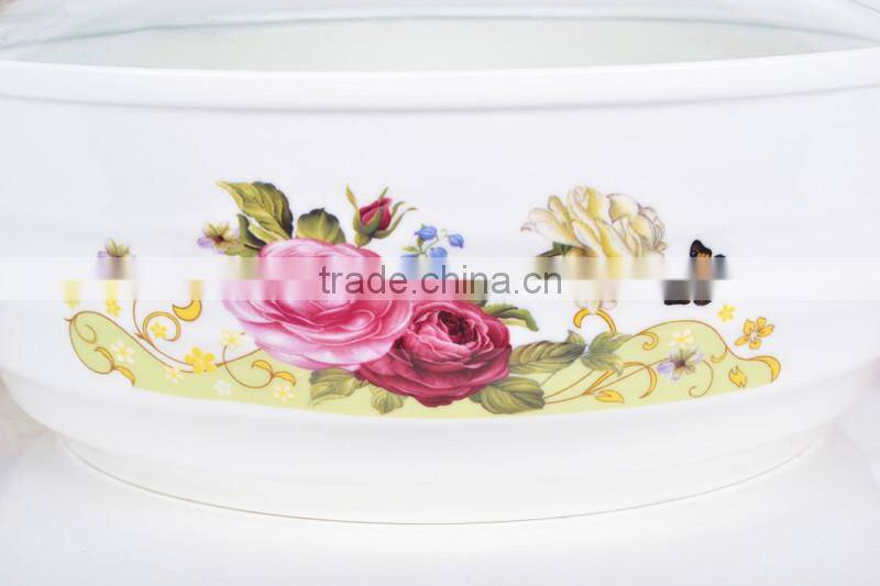 10" porcelain pot suitable for microwave oven with glas lid
