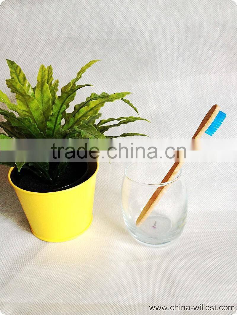 blue color bamboo toothbrush, soft bristle toothbrush