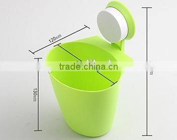 Vacuum suction cup bathroom and kitchen plastic shelf/holder/storage bucket
