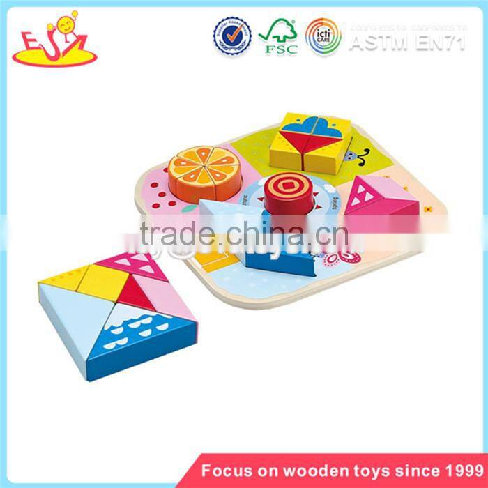 Wholesale toddler funny wooden stacking triangle blocks toy colorful stacking triangle blocks game W13E002