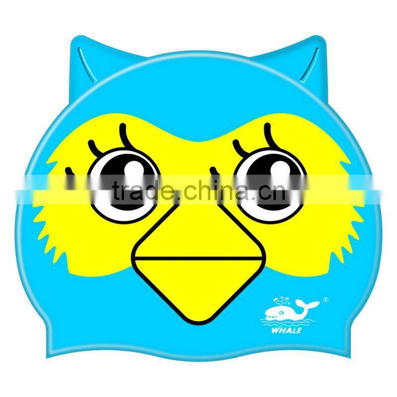 Kids Catoon swim cap with 100%silicone, Animal swim cap