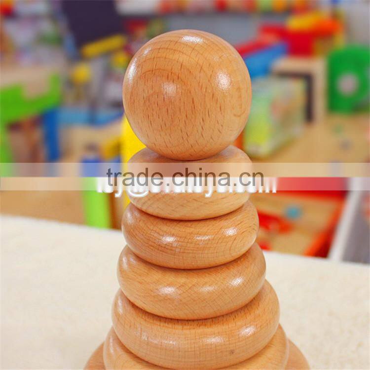 Best educational stacking rainbow tower wooden stack game for toddlers W13D117